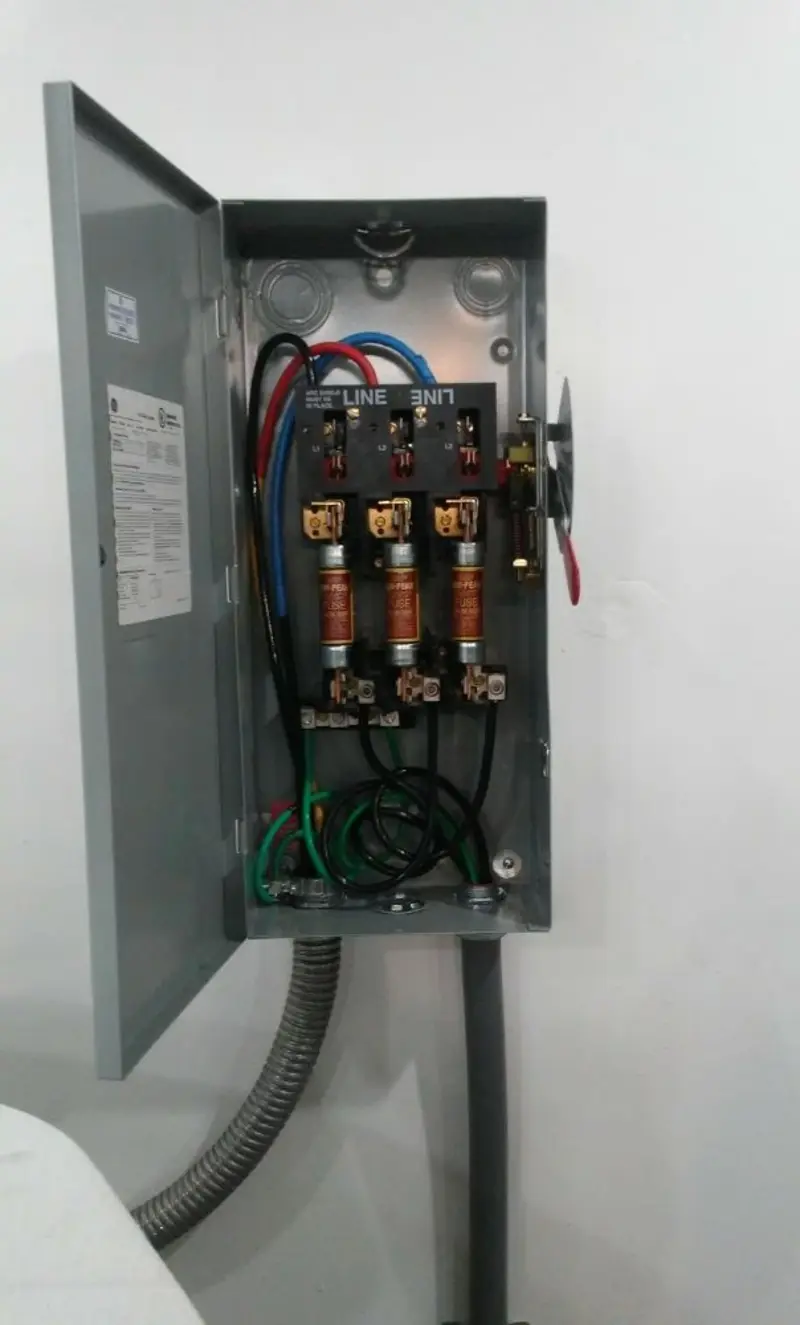 Three-phase disconnect switch installed for Smoke Detector Installation in Anna